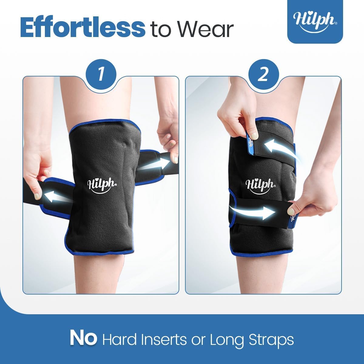 Hilph Ice Pack for Knee Pain Relief, Z-Shaped for Bendable & 360° Coverage | Easy Wear, Adjustable Cold & Compression Therapy Gel Ice Pack Wrap for Knee Replacement Surgery, Swelling, Meniscus Tear, ACL