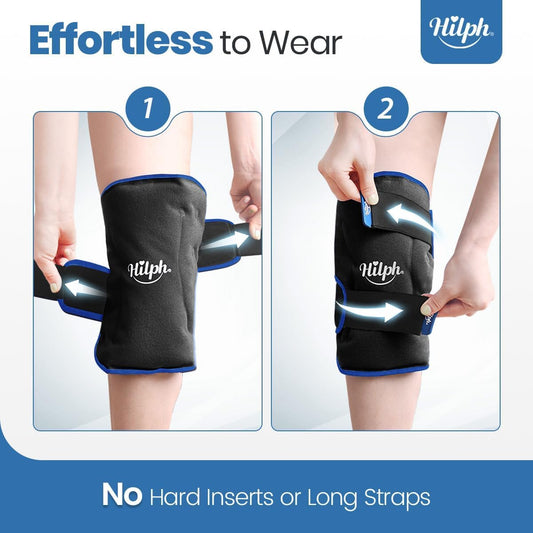 Hilph Ice Pack for Knee Pain Relief, Z-Shaped for Bendable & 360° Coverage | Easy Wear, Adjustable Cold & Compression Therapy Gel Ice Pack Wrap for Knee Replacement Surgery, Swelling, Meniscus Tear, ACL