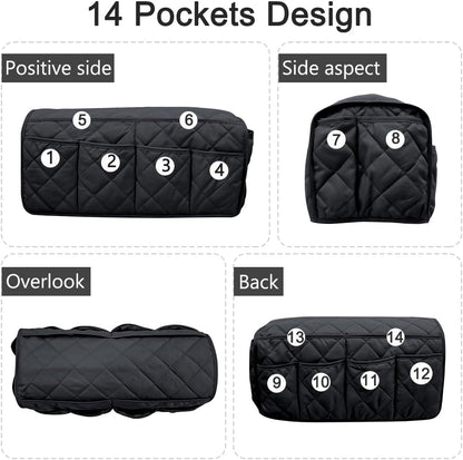 Remote Control Holder for Armchair, Armchair Caddy TV Remote Holder for Recline 14 Pockets, Non-Slip Remote Caddy Couch Caddy Organizer for TV Remote, Phone, Magazine (Brown)