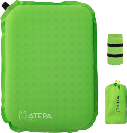ATEPA Inflatable Seat Cushion | 2" & 2.5" foam core seat pad, Self inflating, Compact, Stadium, Airplane, Travel, Camping, Hiking, Sports events