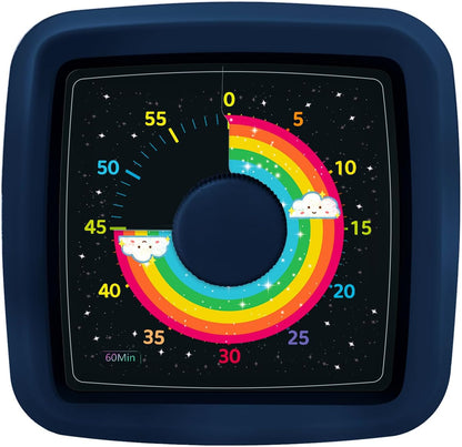Visual Timer for Kids 60 Minute Countdown Clock – Silent Cube Timer with Rainbow Cloud Design, Plastic Kids Visual Timer, Toddler Timers for Classroom Home Kitchen Study Tools, Green