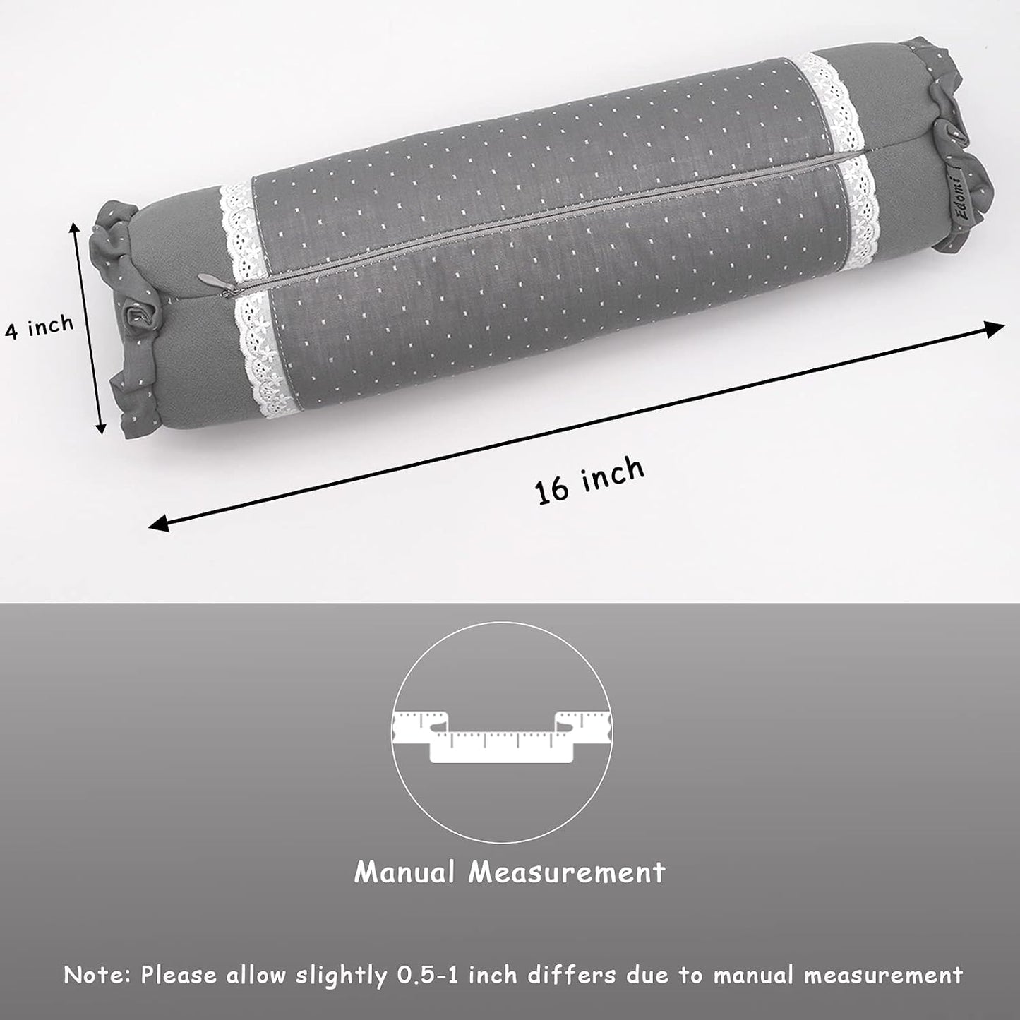 Buckwheat Cervical Pillow for Sleeping, Adjustable Roll Pillow for Neck Relief with Washable Pillowcase, Round Cylinder Bolster for Firm Support, 16x4 inch (Khaki)