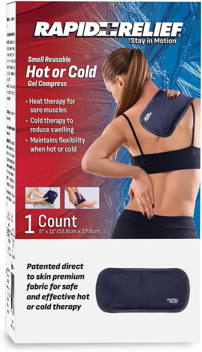 Rapid Relief Hot or Cold Gel Compress, 5x11 Ice Pack for Pain Relief Injury