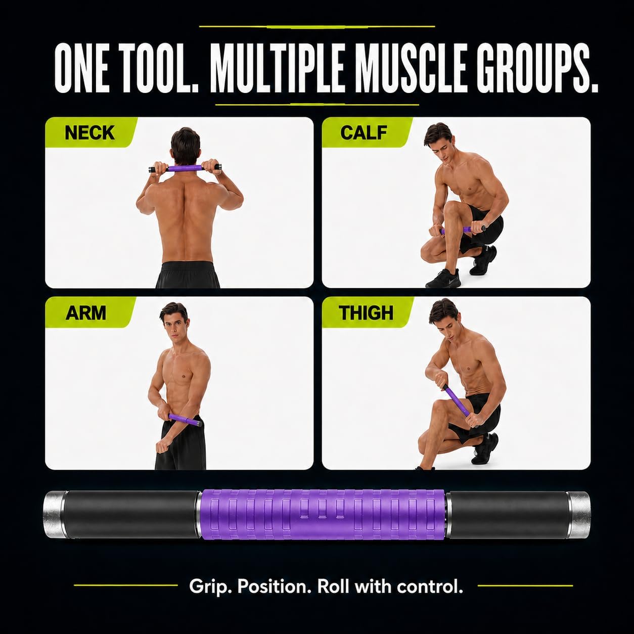 Muscle Roller Massage Stick for Legs Massager Roller-Calf Roller Deep Tissue Release Muscle Soreness, Trigger Points for Legs, Neck, Calves, Thighs, Shins, Back