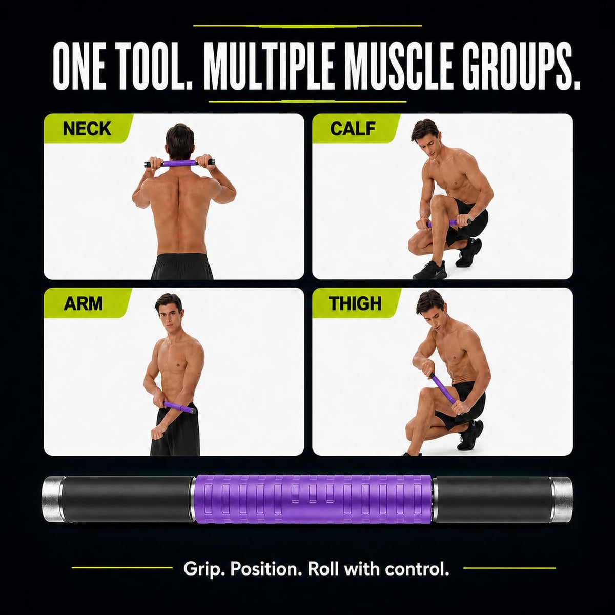 Muscle Roller Massage Stick for Legs Massager Roller-Calf Roller Deep Tissue Release Muscle Soreness, Trigger Points for Legs, Neck, Calves, Thighs, Shins, Back