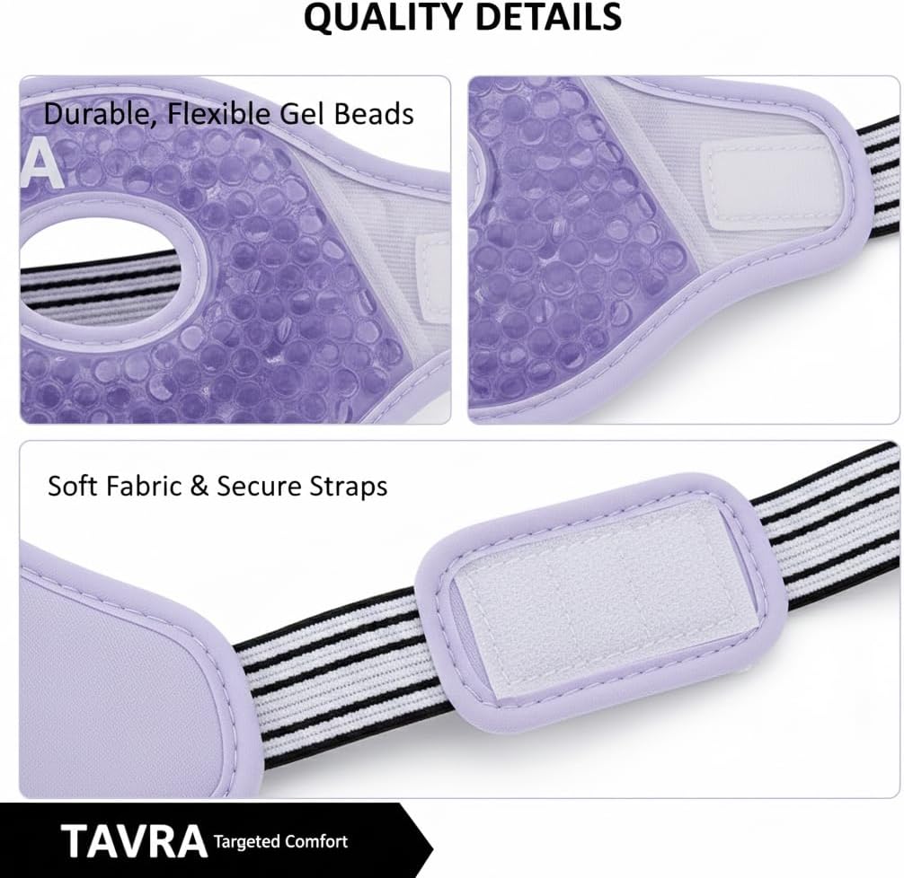 Cooling Gel Eye Mask for Puffy Eyes & Migraine Relief – Reusable Hot & Cold Therapy Mask for Sinus Pressure, Dark Circles, Headache Relief (Purple)
