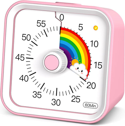 Visual Timer for Kids, Countdown Timer with Pause Function, White | Timer for Kitchen Cooking, Classroom, Study, Toddler, ADHD, Cute Timer Clock, Alarm 3 Volume Levels, Light Indicator