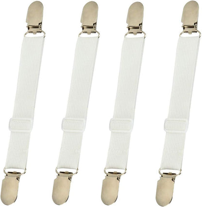 Bed Sheet Clips Straps Sheet Holder Mattress Clips, 4 Pcs Adjustable Elastic Bed Sheet Grippers Straps Suspender Fasteners Holder