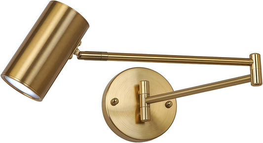 Indoor Wall Light Adjustable Swing Arm 5W LED Metal Wall Lamp 3000K Warm White Retro Vintage Industrial Wall Sconce, for Living Room Bedroom Hallway Corridor Stairs Hall, Gold