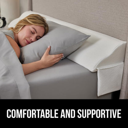 GORILLA GRIP Patented Bed Wedge Pillow for Headboard Gap, Filler Between Mattress Gaps, Comfortable Supportive High Density Cushioned Foam Pillows, Stay in Place Gripping Dots, King Soft Gray