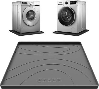 Washing Machine Drain Pan Silicone Mat,53.5x26.8inch Non-Slip Waterproof Washer Tray,Raised Edge Drip Mat for Under Dryer or Washer,Anti-Vibration,Floor Leak Protector for Laundry Room