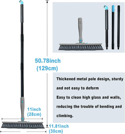 Grout Brush with Long Handle V Shape Floor Scrub Brush Stiff Bristle Grout Scrubber for Cleaning Bathroom Garage Kitchen Wall Tub Tile (1, White)