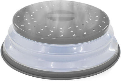 Collapsible Microwave Splatter Cover Microwave Cover for Food with Steam Vent Dishwasher-safe BPA-Free (Grey)