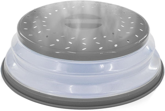 Collapsible Microwave Splatter Cover Microwave Cover for Food with Steam Vent Dishwasher-safe BPA-Free (Grey)