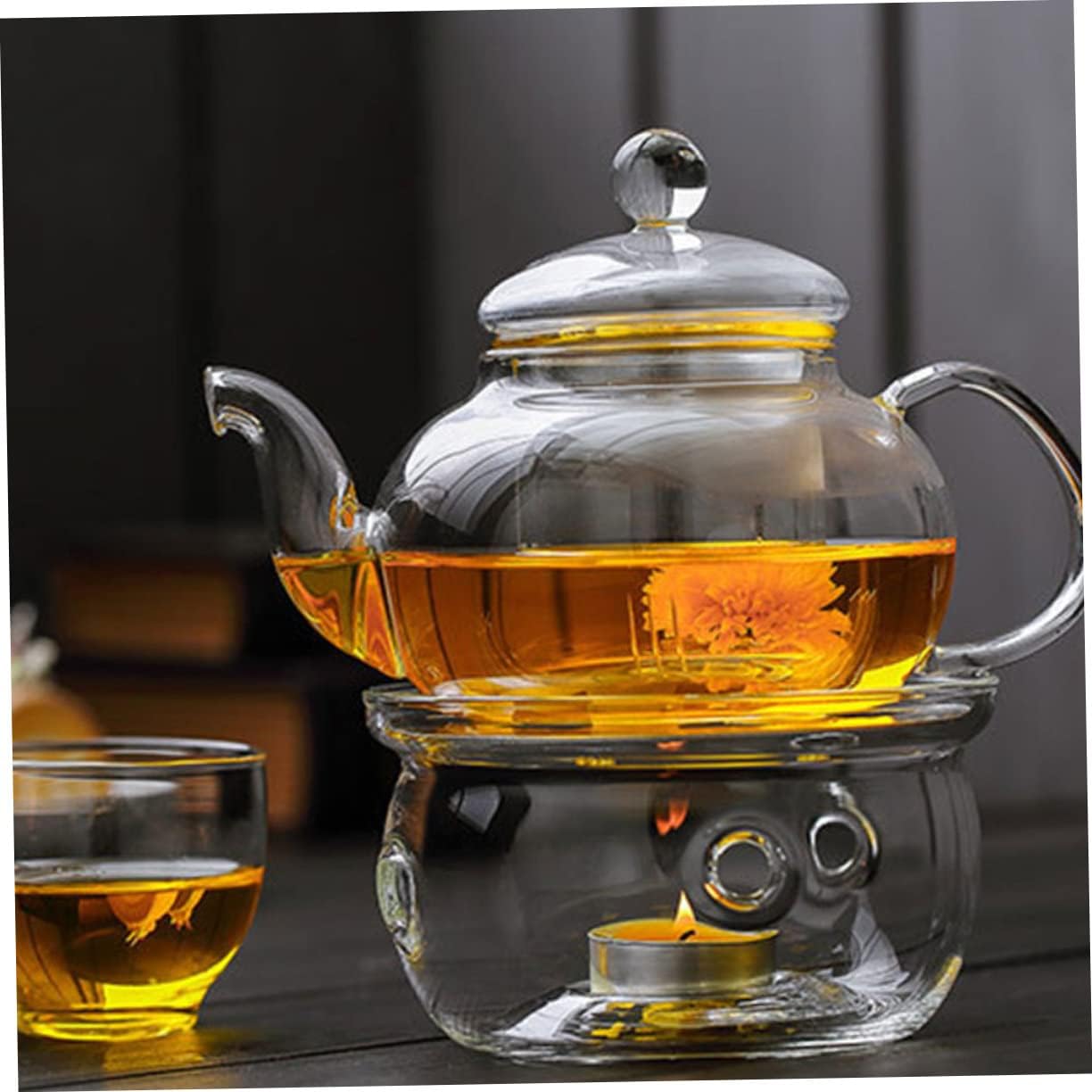 SHOWERORO Glass Tea Pot Heating Base Insulated Design Stylish Glass Warmer for Home and Office Use for Tea Parties and Loose Leaf Brewing