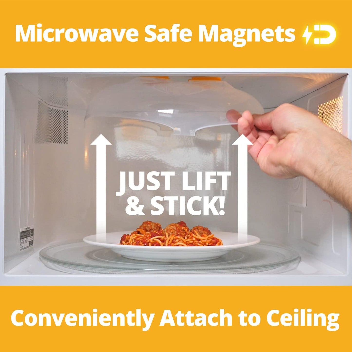 HOVER COVER Magnetic Microwave Splatter Cover for Food - 12-Inch - Gray | BPA-Free Lid, Vented Plate Guard with Steam Vents, Anti-Splash Microwave Lid, Dishwasher Safe, Space-Saving Magnetic Storage
