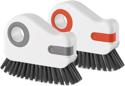 2 in 1 Window Track Cleaning Brush Tools (Grey) | Hard Bristle Crevice Cleaning Brush with Hidden Scraper, Groove Cleaning Brush for Sliding Door Track, Window Sill
