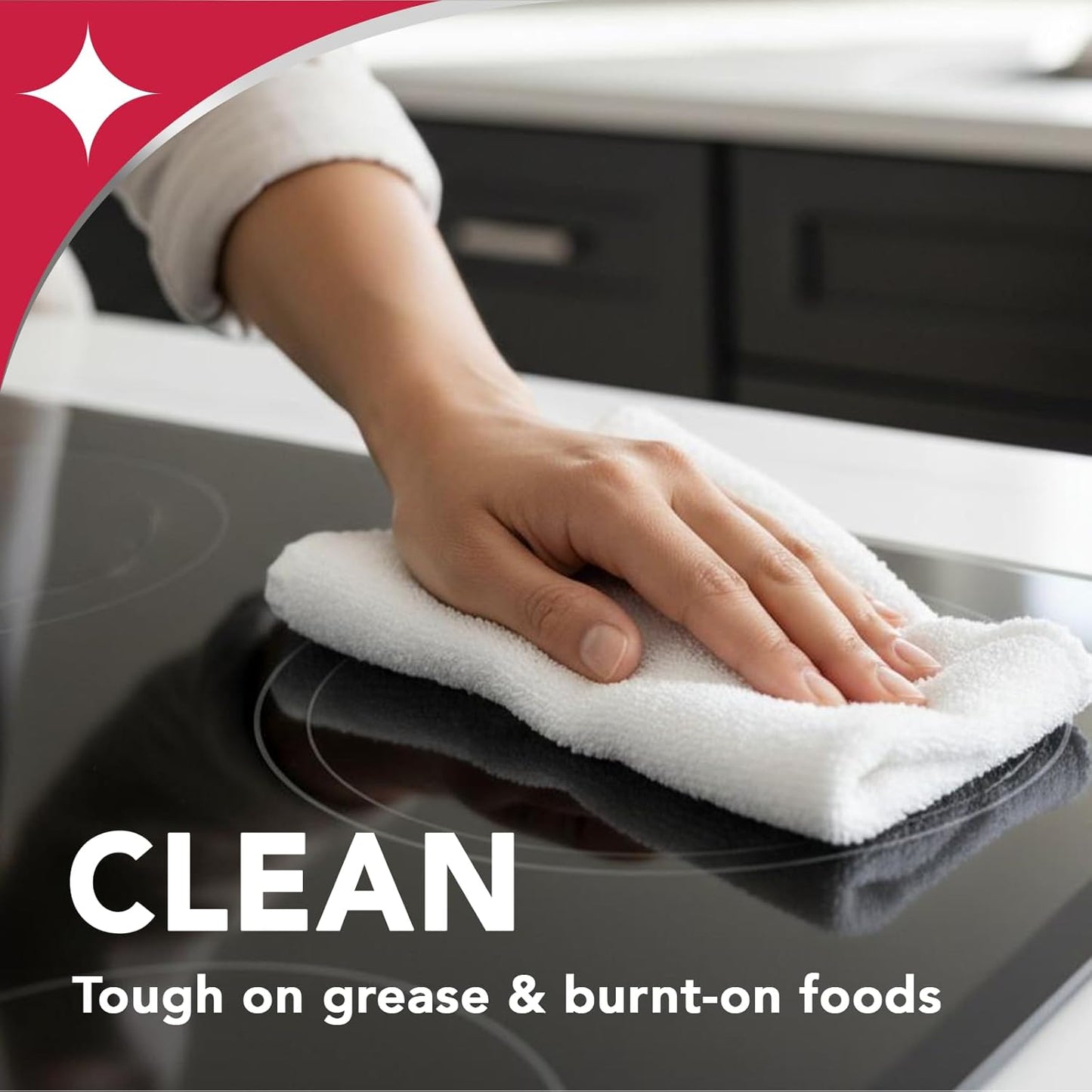 Weiman Daily Cooktop Cleaner & Degreaser, 2 Pack with Microfiber Cloth | Safe for Ceramic, Electirc, Gas & Induction Cooktop, Non-Abrasive Cleaner for Burnt-On Food & Grease, Scratch & Streak-Free