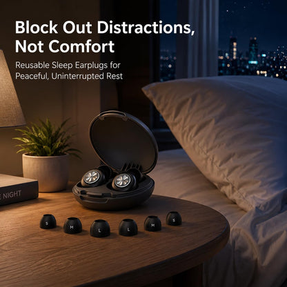 HEKKE 45dB Ear Plugs for Sleeping, Soft Silicone for Side Sleepers, 4 Sizes | Reusable soft silicone with XS/S/M/L sizes for side sleepers, concerts, flights and hotels; carrying case included.