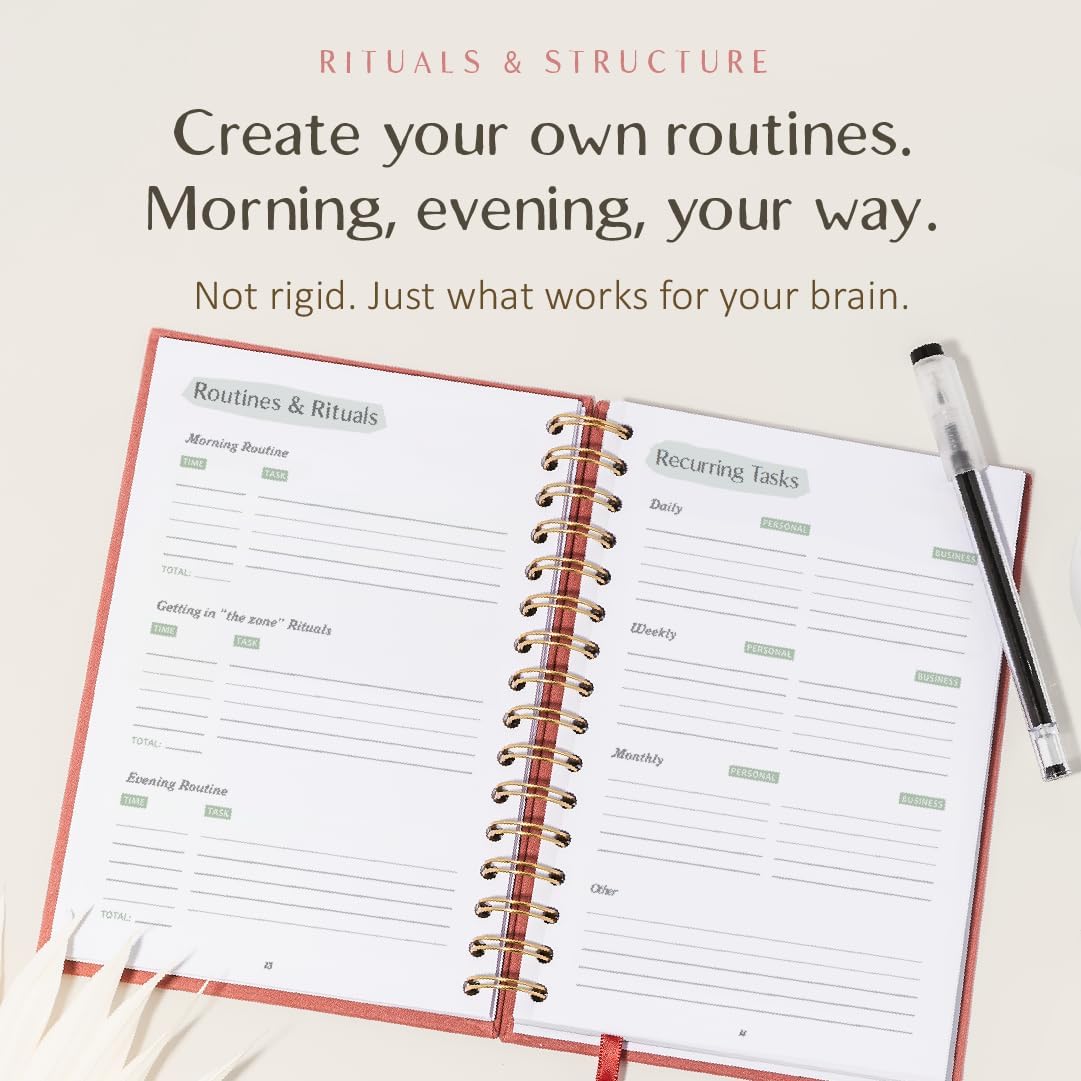 The ADHD Planner for Adults - Undated Daily & Weekly ADHD Journal for Disorganized People, 90 Days - Habit Tracker, Record Emotions & Mood - Academic Goals - Structure & Focus for Adults Brains
