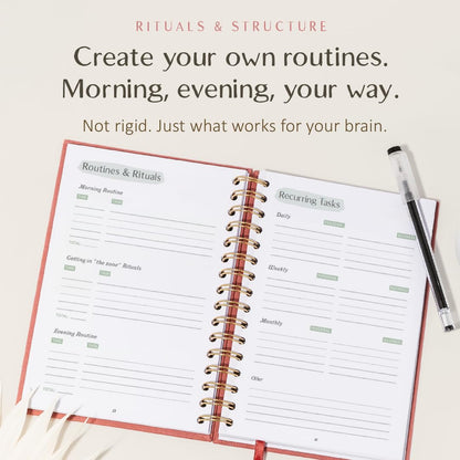 The ADHD Planner for Adults - Undated Daily & Weekly ADHD Journal for Disorganized People, 90 Days - Habit Tracker, Record Emotions & Mood - Academic Goals - Structure & Focus for Adults Brains