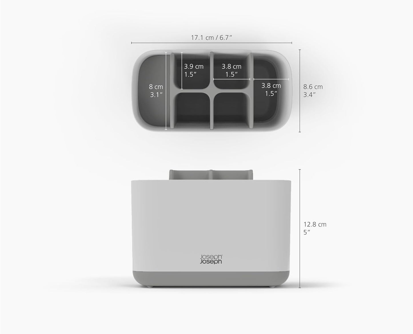 Joseph Joseph Easy-Store - Compact Toothbrush Holder Caddy Bathroom Storage , Grey/White, Regular