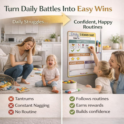 Reward Charts for Toddlers – Magnetic Daily Routine & Behavior Chart for Kids, Positive Reinforcement System for Home & Classroom, 70 Magnets, Dry Erase Board | reward chart toddlers magnetic daily routine behavior chart kids positive reinforcement