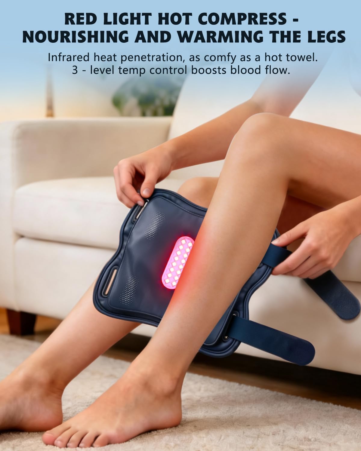 Air Compression Leg Massager with Heat Vibration: Calf Massager with 3 Modes, 3 Intensity for Circulation and Red Light Therapy Pain Relief - Cordless Calf Compression Device for Fast Recovery