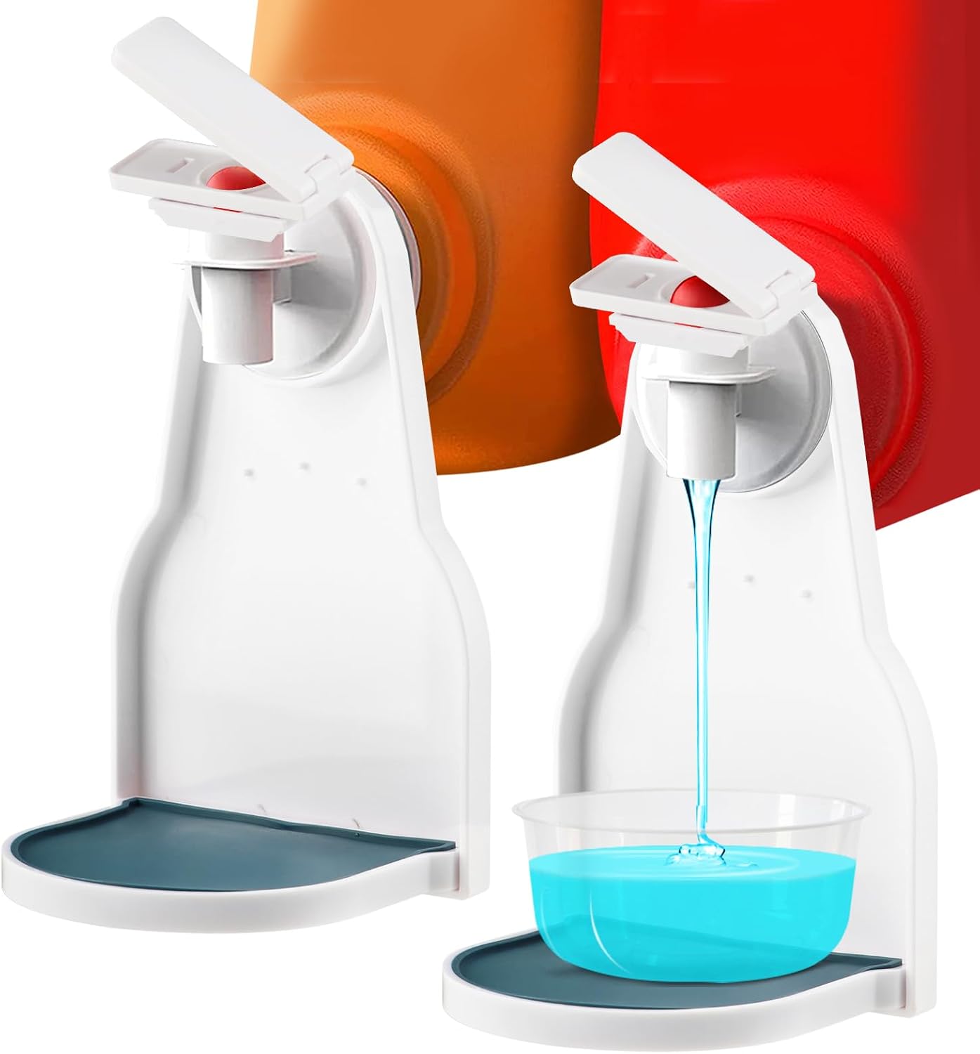 2 Pack Laundry Detergent Cup Holder, Upgraded Labor-Saving Nozzle Button Drip Catcher, Anti-Leak Drip Tray Organizer, No Mess for Most Laundry Detergent & Fabric Softener Bottles