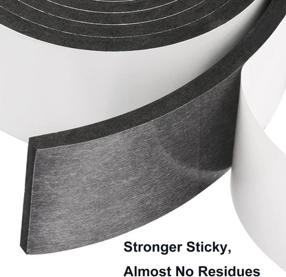 2 Rolls Foam Seal Tape for Door Window Insulation, Soundproof and Shockproof Foam Adhensive Strip, 3/8" Wx3/16 T Single Sided Foam Tape, Cold Air and Draft Closed Cell Seal Strip,Total 32FT