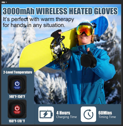 Heated Gloves for Men Women, Rechargeable Full & Half Hands Electric Gloves Heated Fingerless Touchscreen Gloves Heated Winter Hand Warmer for Work Cycling Skiing Outdoor Snow