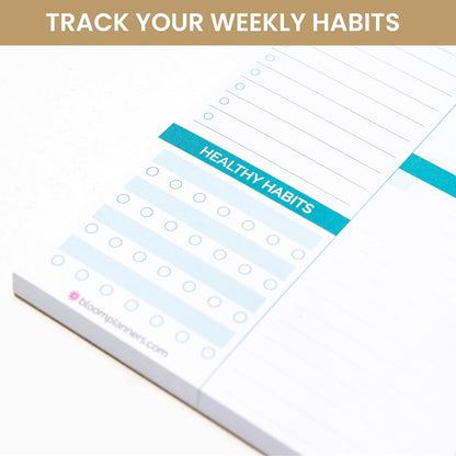 bloom daily planners Horizontal Weekly Magnetic Meal Planning Pad for Fridge with Tear-Off Grocery Shopping List - Hanging Food/Menu Organizer Notepad with Magnets - 8.5” x 11” - Lemons