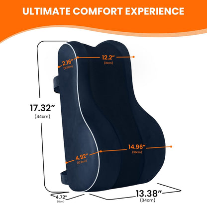 CloudBliss Lumbar Support Pillow, Memory Foam for Office Chair, Black | Ergonomic High-Density Memory Foam, Adjustable Straps, Washable Mesh Cover, Lower Back Support for Office, Gaming & Car Seat