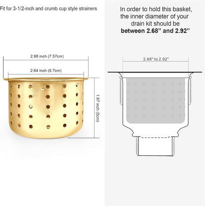 GZILA Kitchen Sink Drain Basket Only, 3-inch Basket for Kitchen Sink Strainer Replacement, Deep Cup Strainers with Handle, SUS 304 Stainless Steel