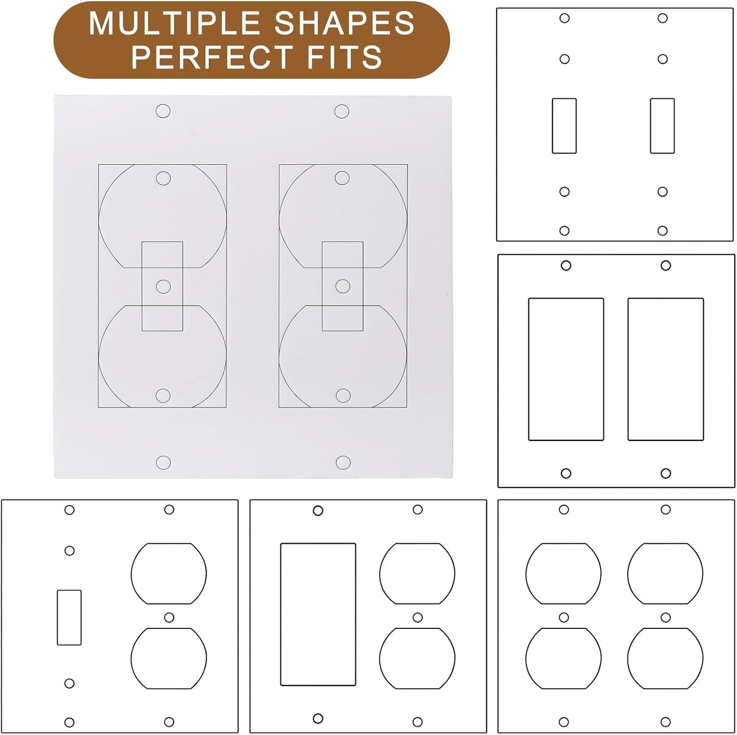 Outlet Insulators Draft Sealers - 4 Sizes EVA Foam Socket Insulation Gaskets | Universal Electric Switch Wall Plate Covers for Energy Saving, Draft Blocking (White, Single 20 Pack)