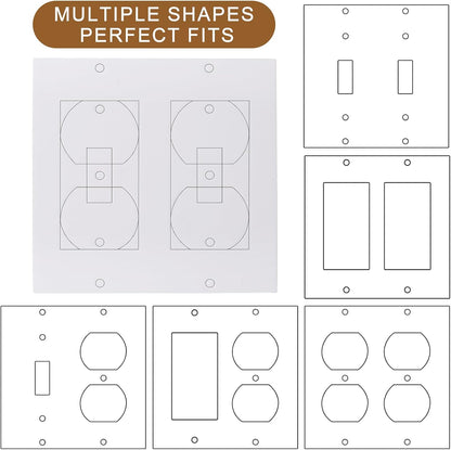 Outlet Insulators Draft Sealers - 4 Sizes EVA Foam Socket Insulation Gaskets | Universal Electric Switch Wall Plate Covers for Energy Saving, Draft Blocking (White, Single 20 Pack)