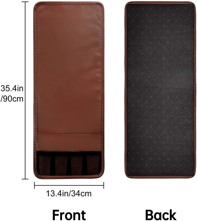 Anti-slip Sofa Armrest Bag with 5 Pockets Leather Remote Control Holder Organizer for Tablet Magazine Newspaper Glasses Earphone