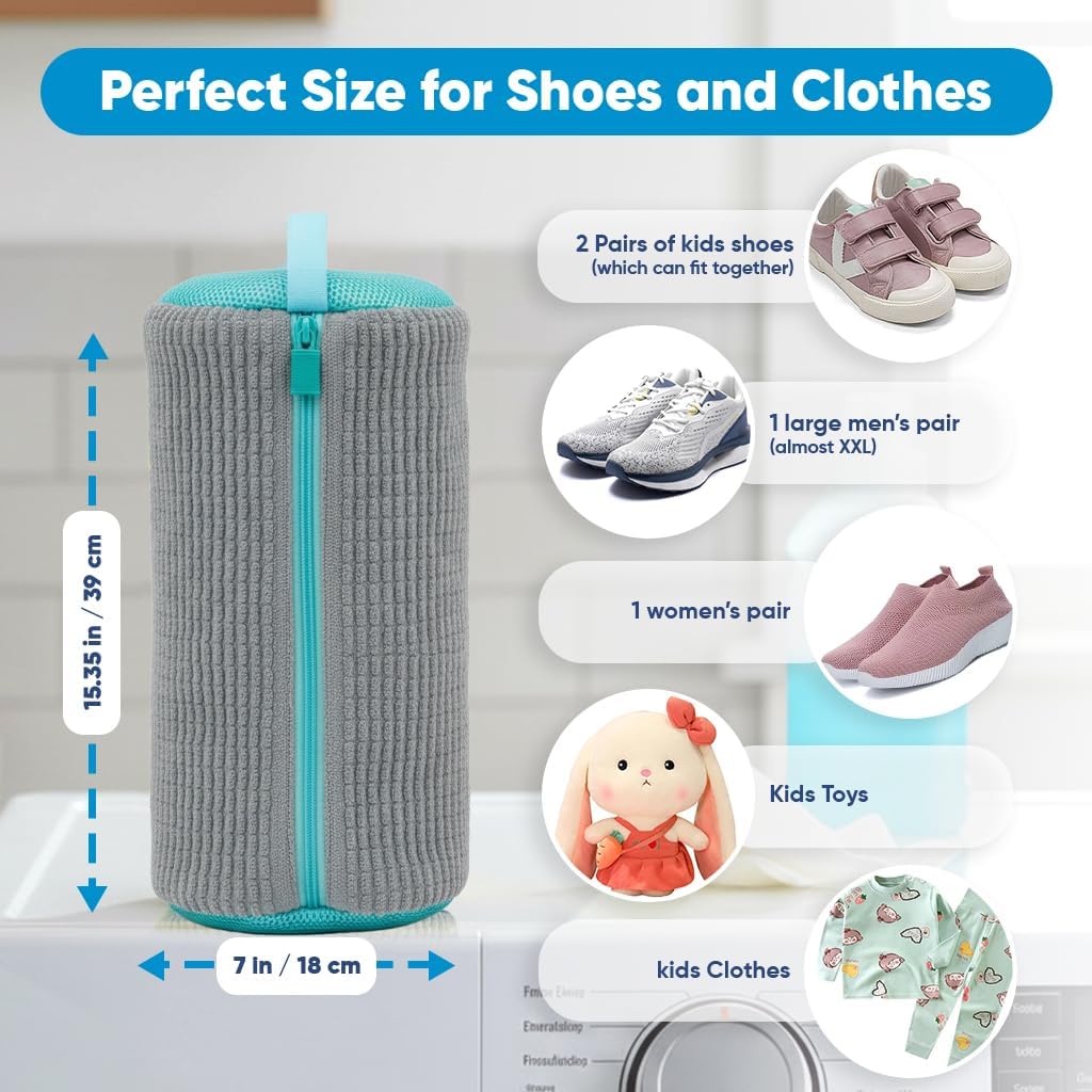 Shoe Washing Machine Bag – 2 Pcs Reusable Laundry Shoe Bag, 360° Deep Cleaning Sneaker Washing Bag, Durable Mesh Net with Zipper Protection, Fits All Shoe Types & Sizes (2 PCS Yellow)