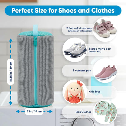 Shoe Washing Machine Bag – 2 Pcs Reusable Laundry Shoe Bag, 360° Deep Cleaning Sneaker Washing Bag, Durable Mesh Net with Zipper Protection, Fits All Shoe Types & Sizes (2 PCS Yellow)