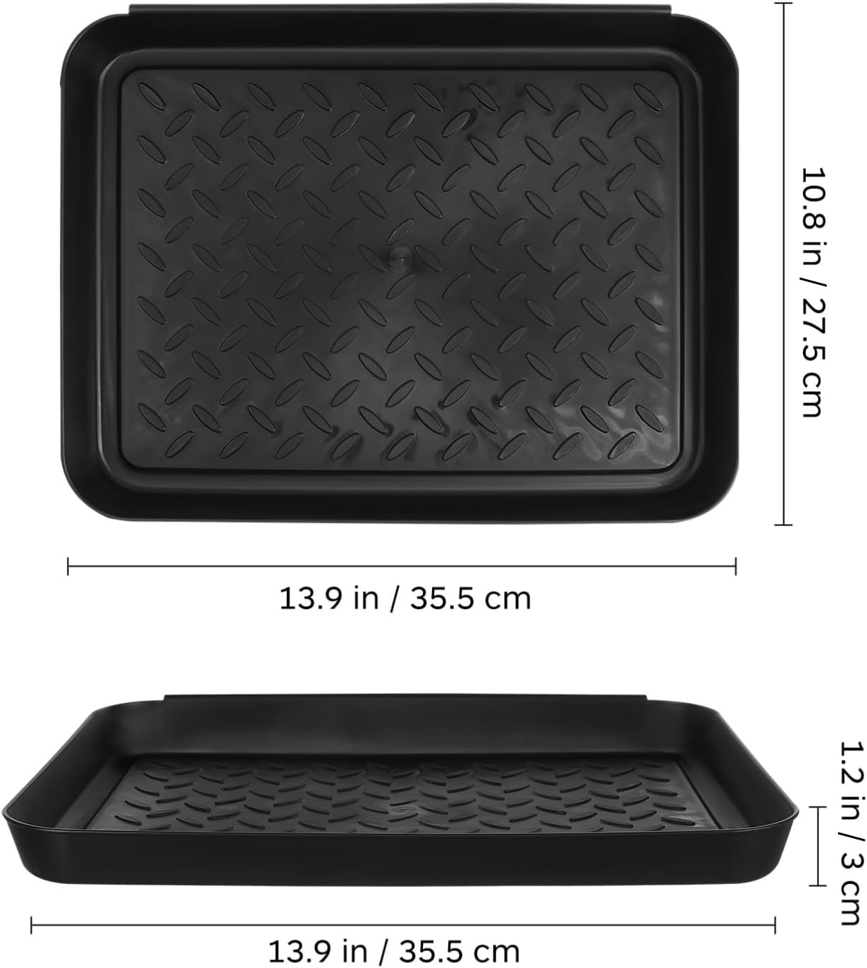 2 pack Wet Boot Tray 13.97 X 10.82 X 1.18 in Shoe Tray for Entryway Indoor Raised Edge Mud Shoe Mat for Floor Protection Lightweight Plastic Storage