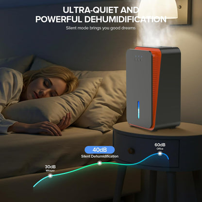 1000 sq.ft Dehumidifier for Home, Dehumidifiers for Basement, Bathroom, Bedroom with Auto Shut Off and Drain Hose, Built-in Aromatherapy Diffuser, 7 Colors LED Light, Quiet Sleep Mode(CS08-Cream)