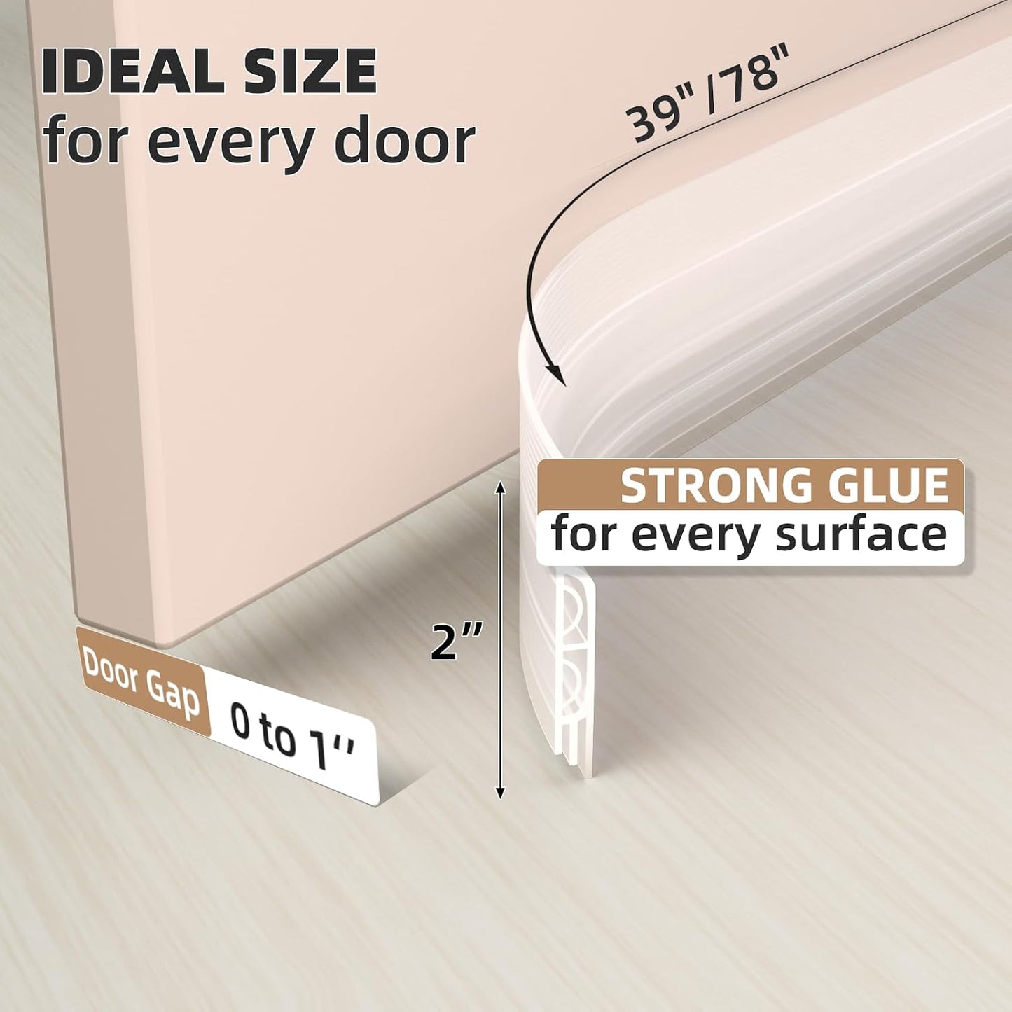 KNEELISA 39" Black Under Door Draft Stopper Interior for 0-1“ Gap,Silicone | Bottom Door Sweep Sound Proofing,Soundproofing Noise Blocker,Gap Filler Soundproof Seal Strip