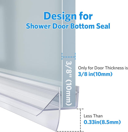 Delamu 3-Pack Shower Door Bottom Seal, 3/8''× 39'' Shower Door Sweep Strip | Shower Seal Strip for 3/8'' (10mm) Doors, Frameless Glass Shower Door Seal Strip Stop Shower Leaks and Create a Water Barrier