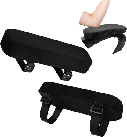 Office Chair Armrest Covers – Memory Foam Armrest Pads Ergonomic Forearm Support Pillow with Non-Slip Cushion for Office Chairs Gaming Chairs Wheelchairs (Black, Set of 2)