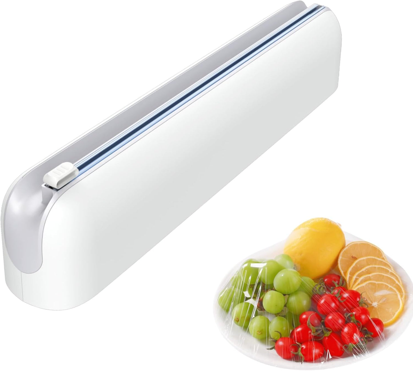Aluminum Foil & Plastic Wrap Dispenser with Cutter - Easy One-Hand Operation, Space-Saving Kitchen Organizer for Worktops & Cabinets, Magnetic Cling Film Dispenser - Fits 12" Rolls, Gray