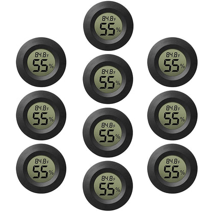 10-Pack Mini Thermometer Hygrometer, Small Digital Electronic Temperature Humidity Meters Gauge Indoor LCD Display for Greenhouse, Garden, Cellar, Fridge, Mason Jar
