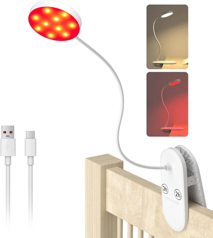 Red Book Light, Rechargeable Clip On 625nm LED Light for Reading | Timer, Red Light Sleep Aid, Bedside Lamp, For Workbench, For Kids & Studying