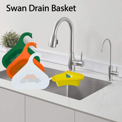 Kitchen sink drain basket swan drain rack, swan drain basket for kitchen sink, multifunctional drainer rack triangle Sink Filter vegetable and fruit drainer basket 4 PCS