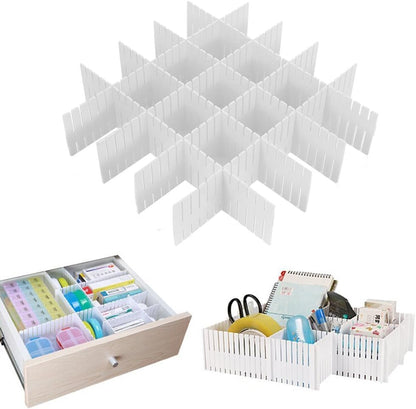 Onerbuy 8pcs Adjustable Grid Drawer Dividers DIY Plastic Closet Separator Tidy Organizer Container 32.5 * 7cm/ 12.8 * 2.8inch for Underwear Socks Belt Office Supplies(Transparent White)
