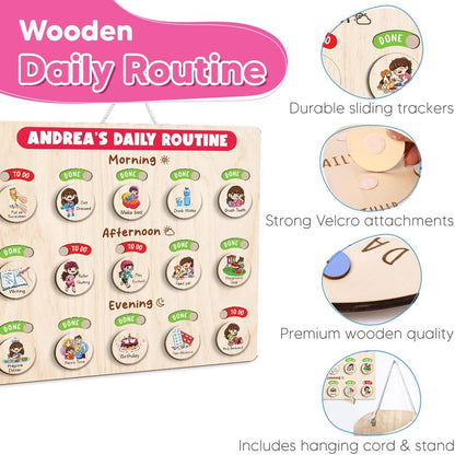 Wooden Chore Chart for Kids, Wooden Daily Routine Chart for Kids, Visual Schedule for Kids, Chore Reward Chart, Bedtime Morning Routine Chart for Toddlers